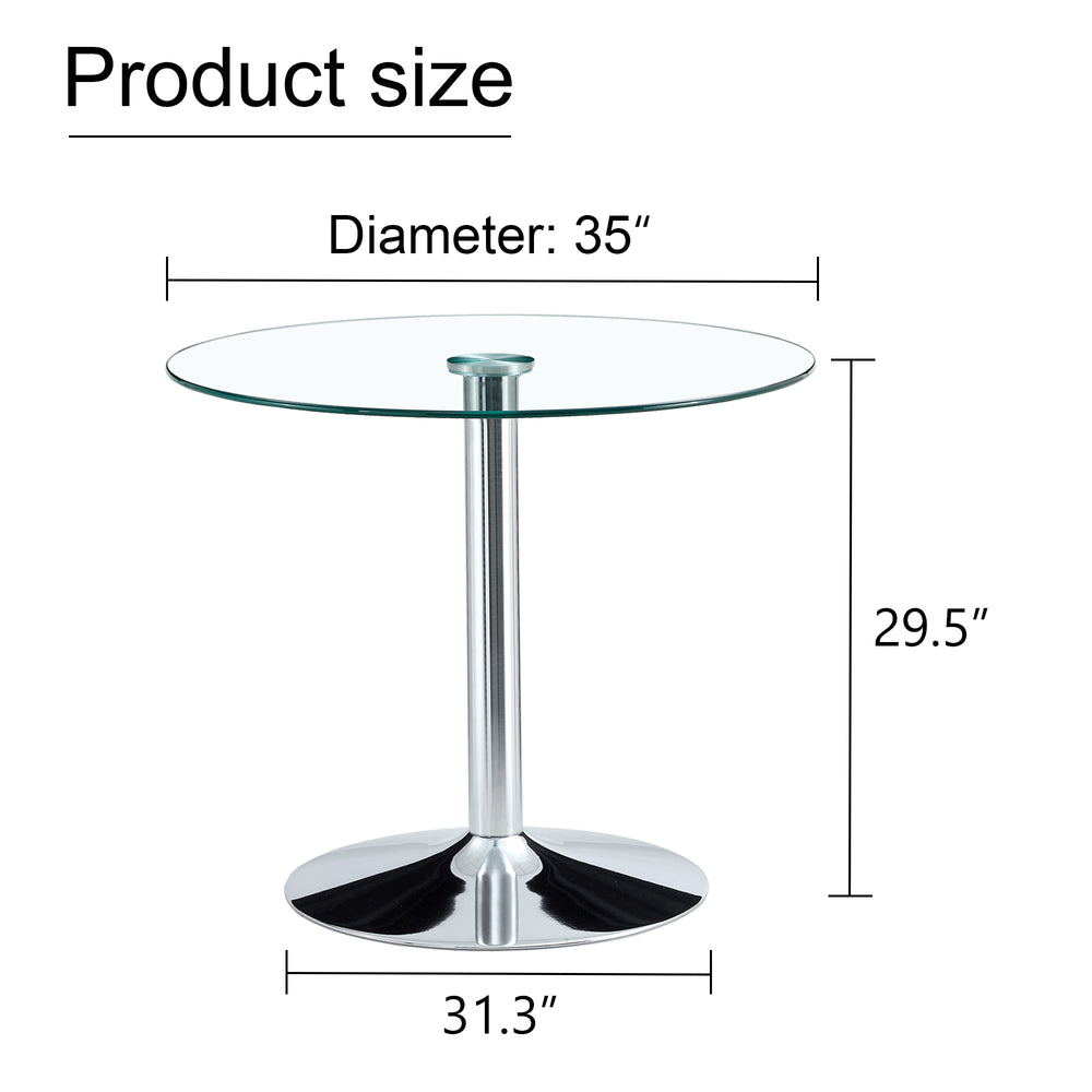 Sleek Silver Round Dining Table