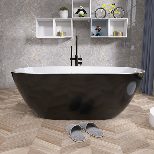 Sleek Oval Freestanding Soaking Tub - Luxury with Adjustable Drain!