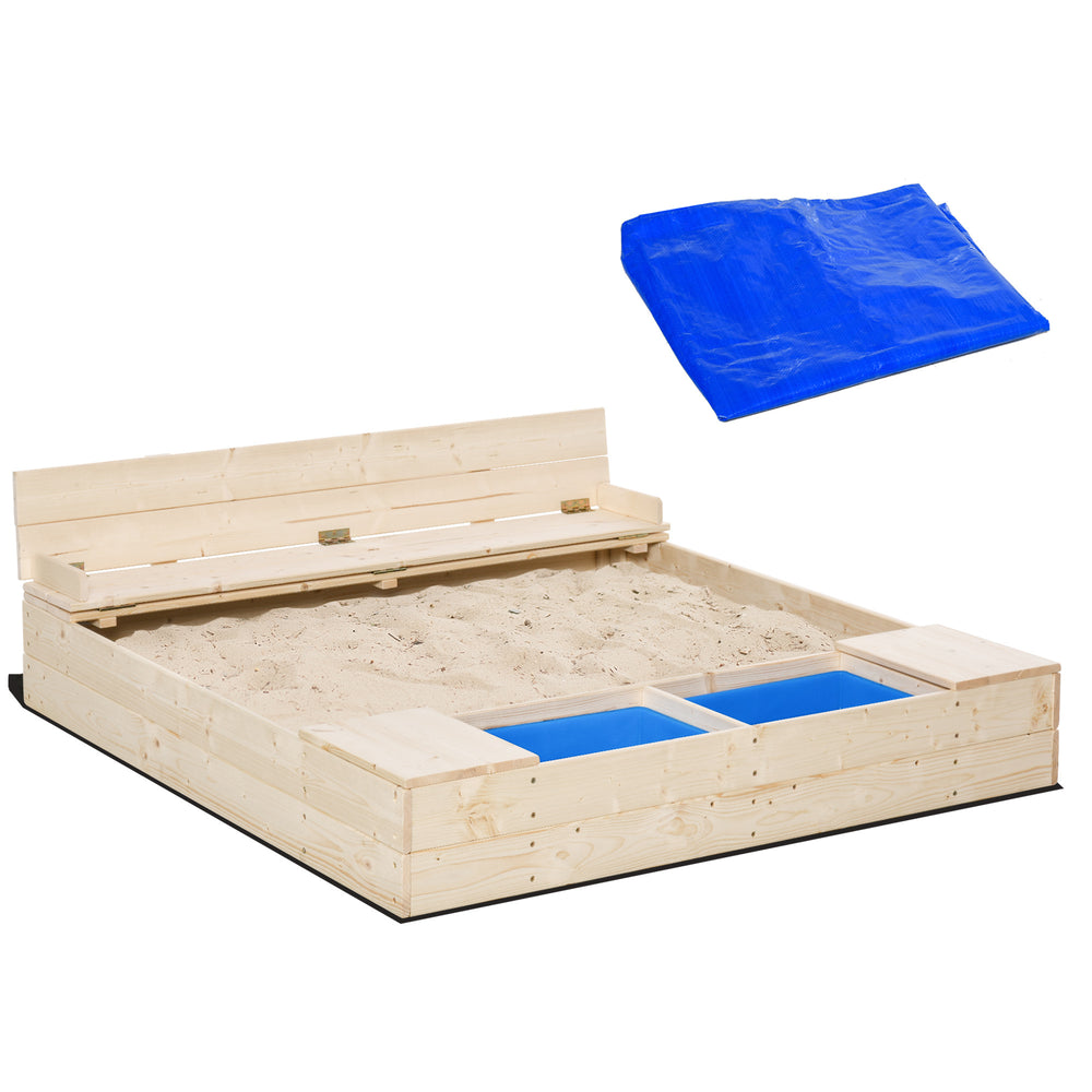 Sunny Kids Sandbox with Storage & Waterproof Cover