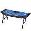 Foldable 7-Player Poker & Blackjack Table with Cup Holders – Blue Felt Fun!