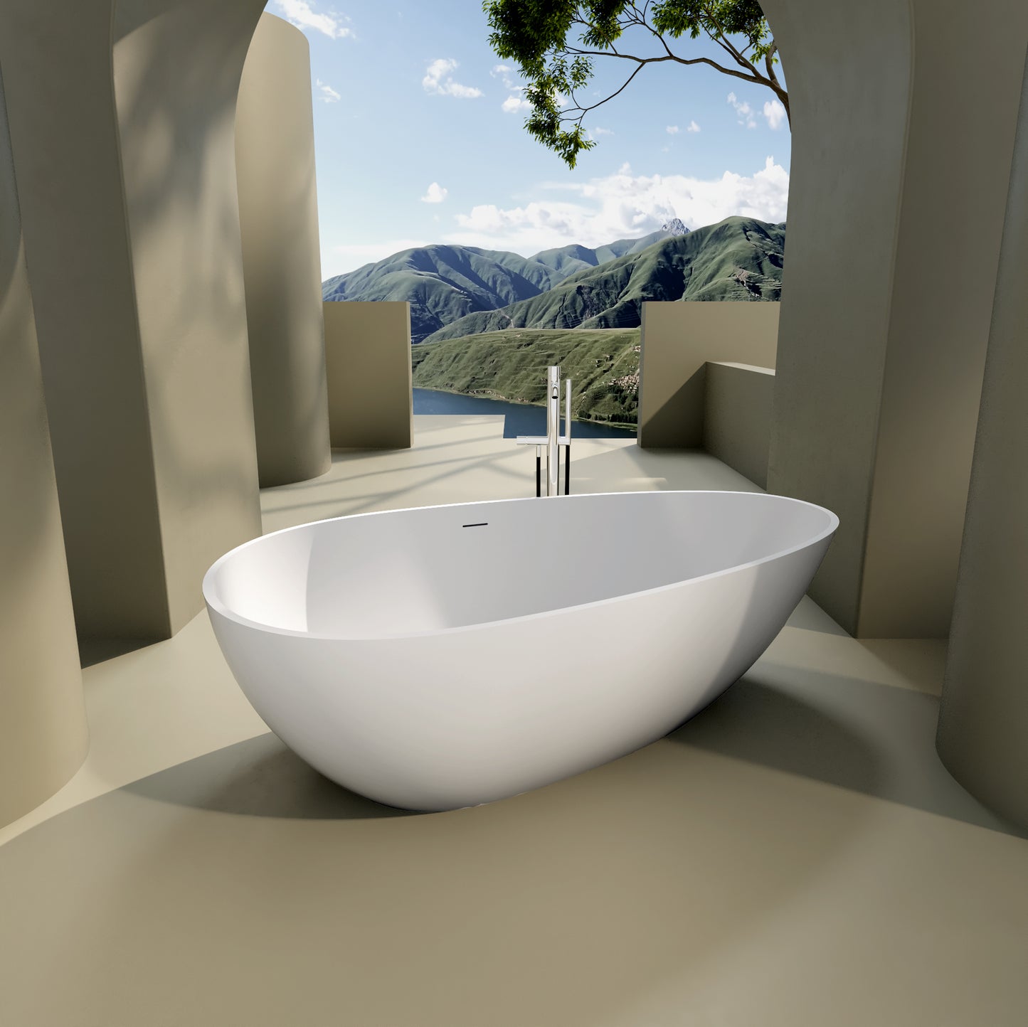 Luxury Matte White Freestanding Soaking Tub