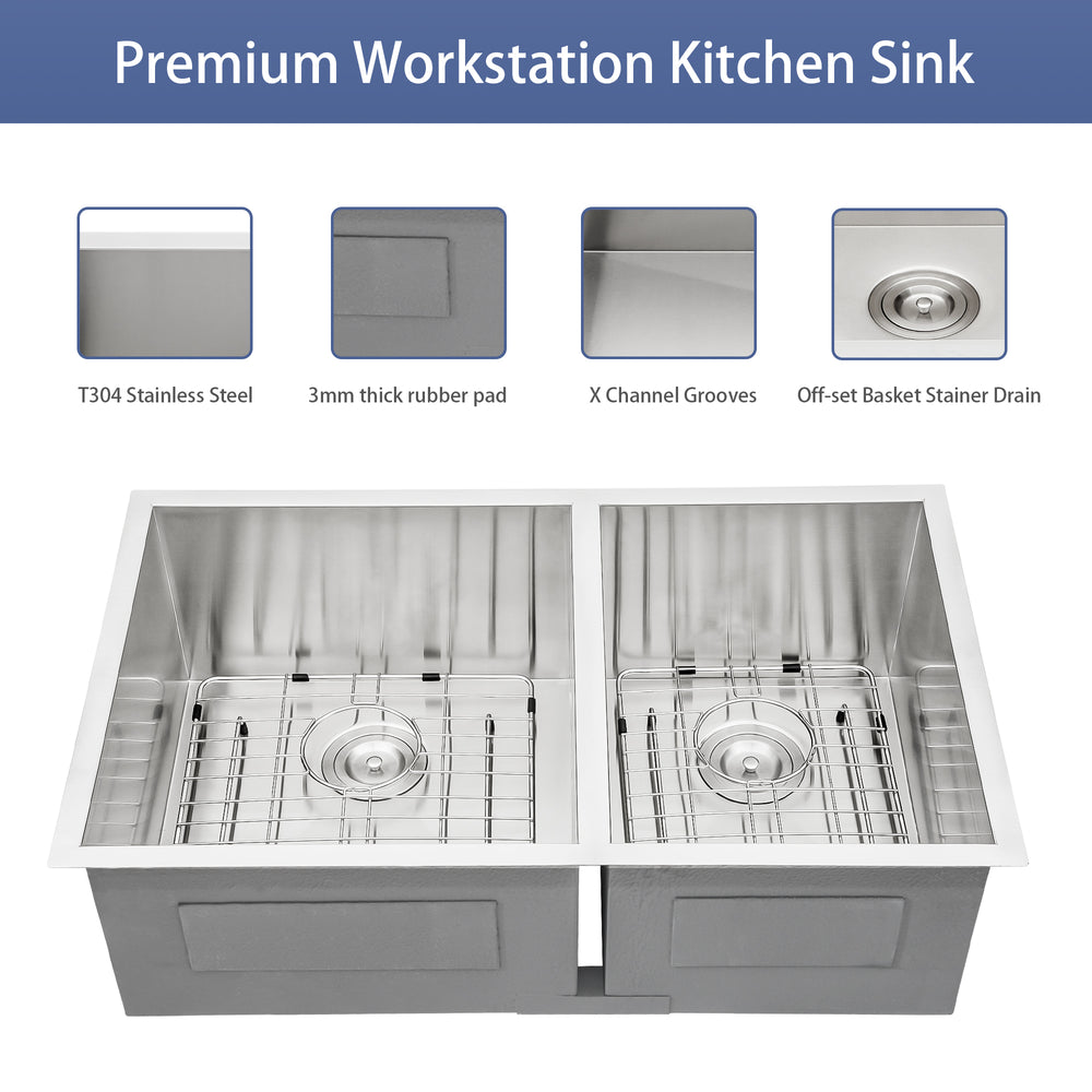 Double Bowl Undermount Kitchen Sink - Sleek & Spacious