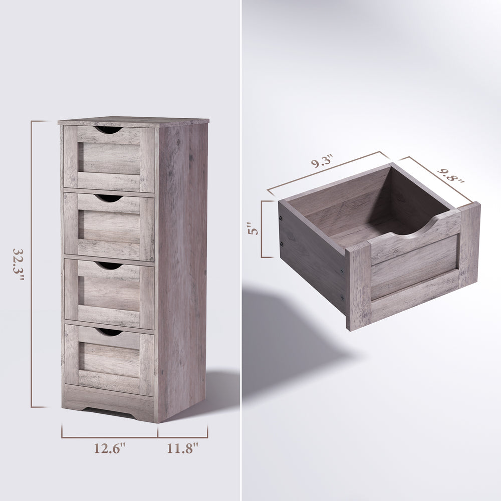 Modern Grey 4-Drawer Storage Cabinet