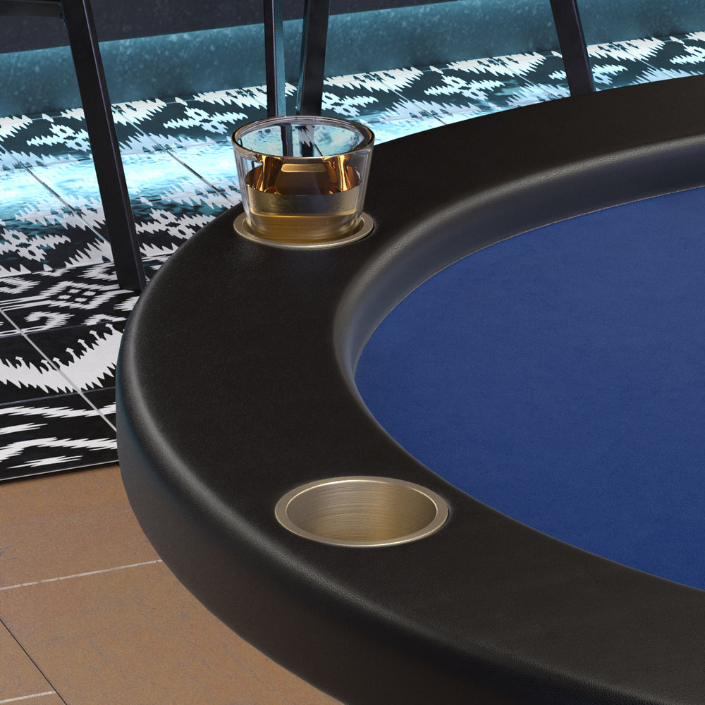 Blue Aura Oval Poker Table with Curved Legs