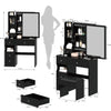 Chic Compact Vanity Set with Cushioned Stool & Sliding Mirror