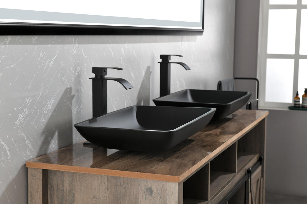 Sleek Black Vessel Sink Set