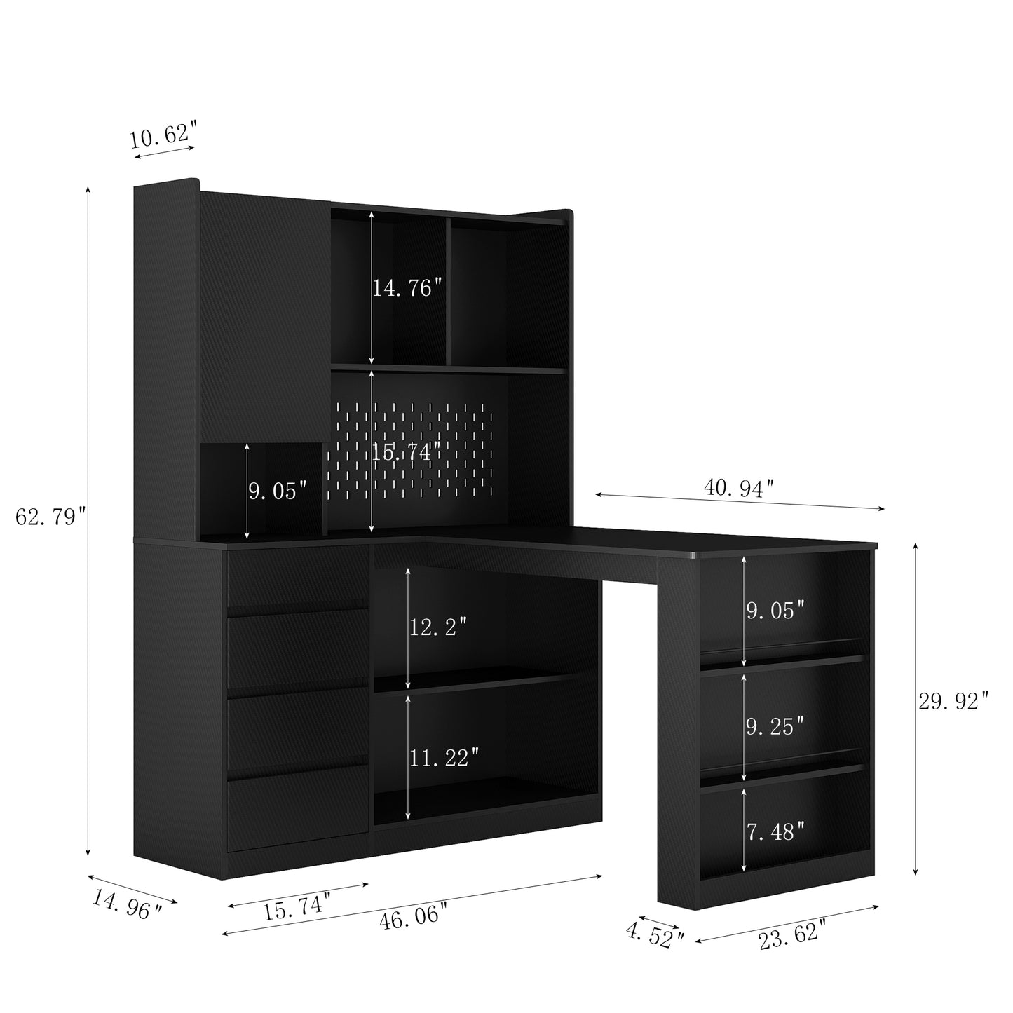 Corner Haven Desk: Modern L-Shaped Workstation with Storage & LED Light