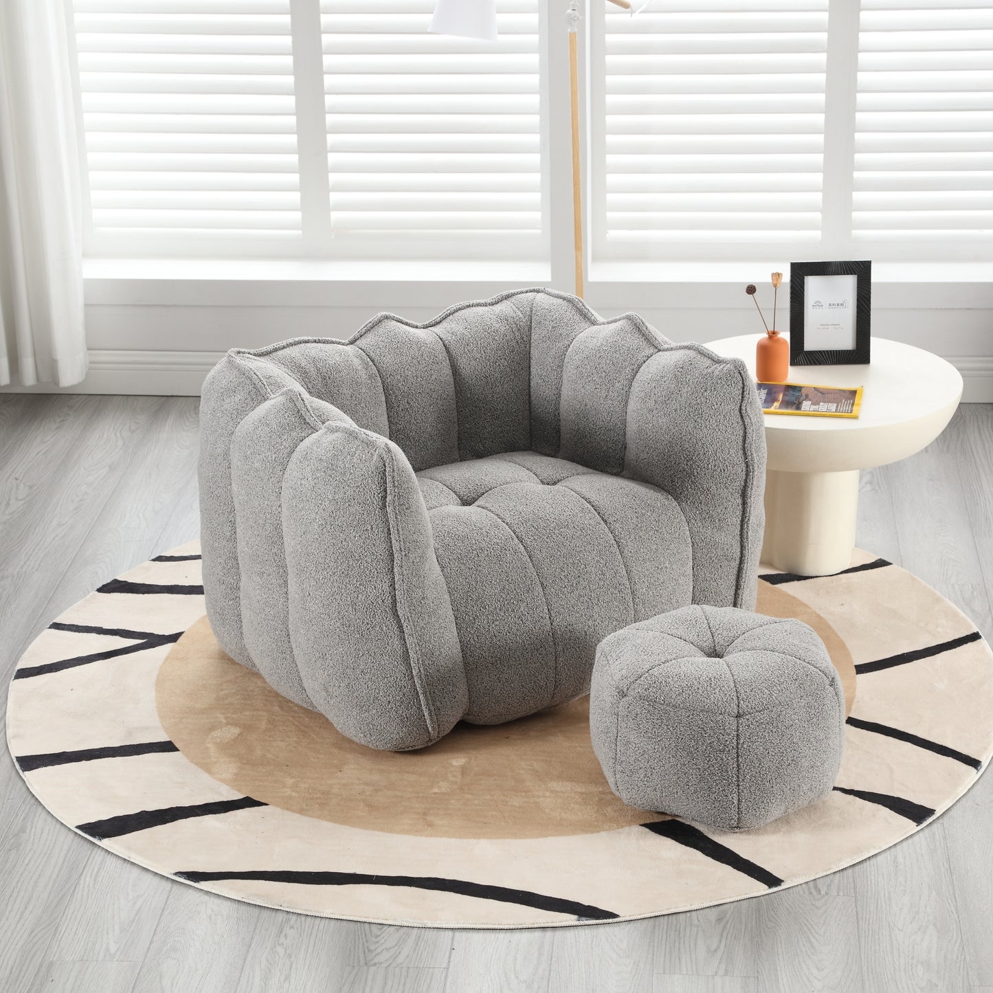 Cozy Square Bean Bag Lounge Chair with Footstool