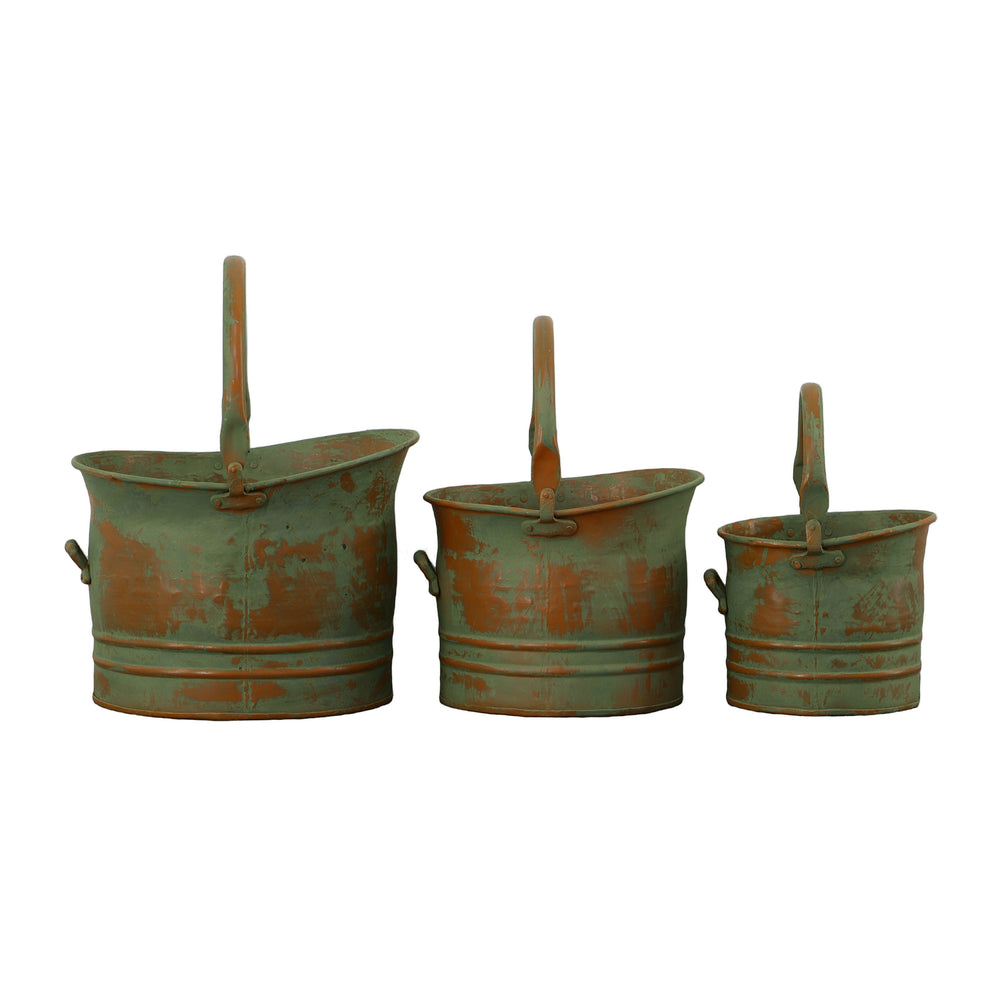 Charming Rustic Bucket Planters - Set of Three