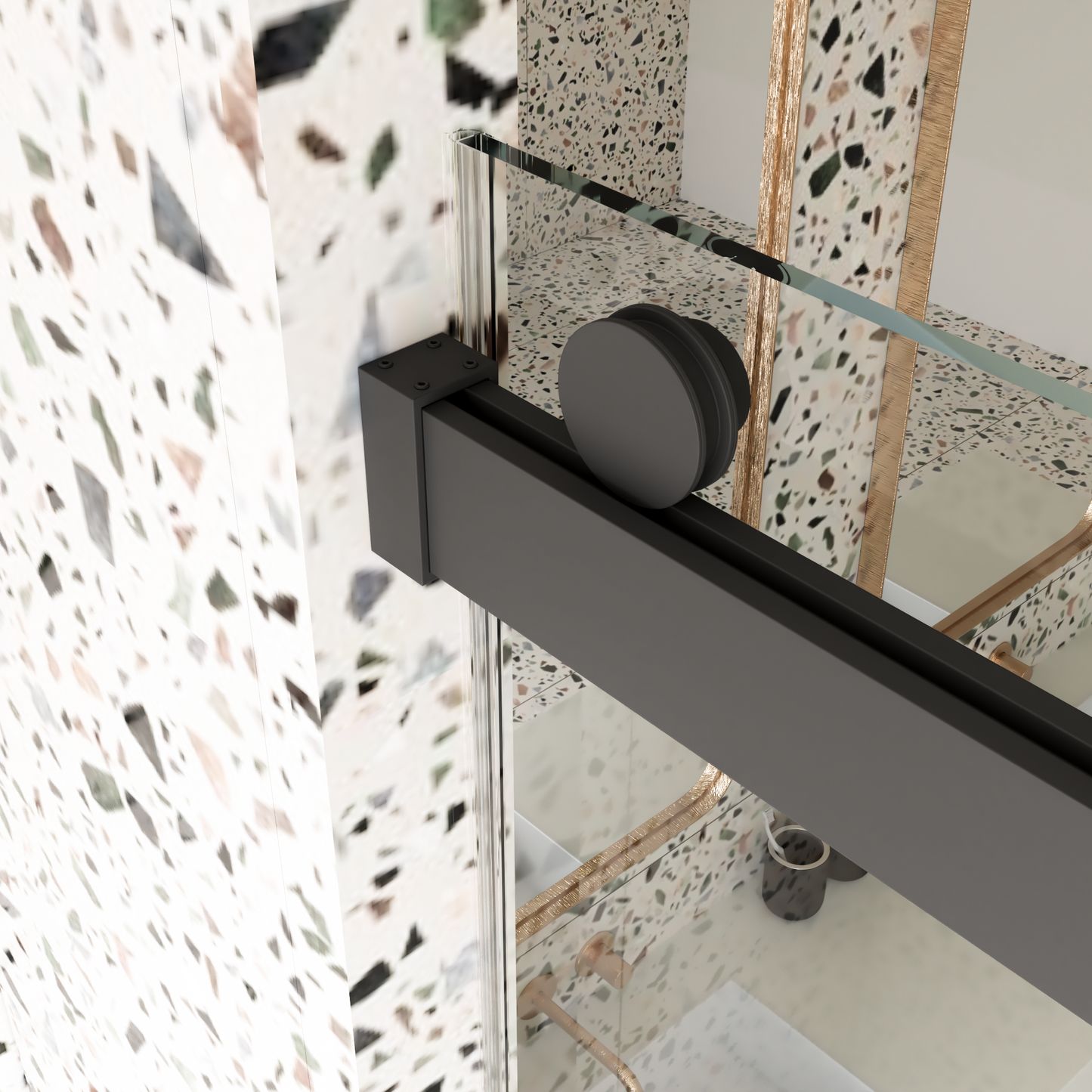 Sleek Matte Black Soft-Close Shower Door