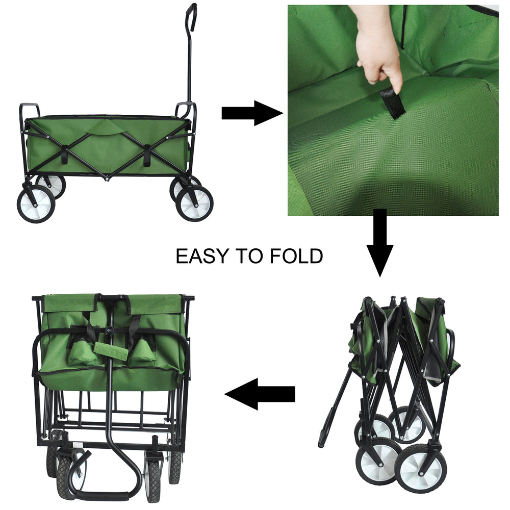 Green Foldable Wagon for Shopping and Beach Fun