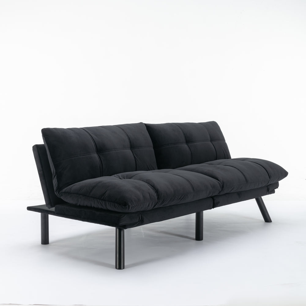 Sleek Black Convertible Sofa Bed