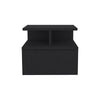 Sleek Black Floating Nightstand with Drawer