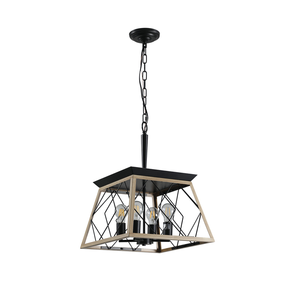 Rustic Oak 4-Light Dining Chandelier