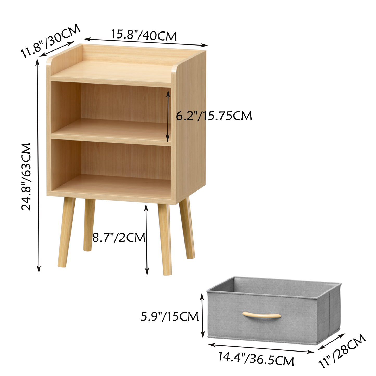 Cozy Oak Storage Nightstand