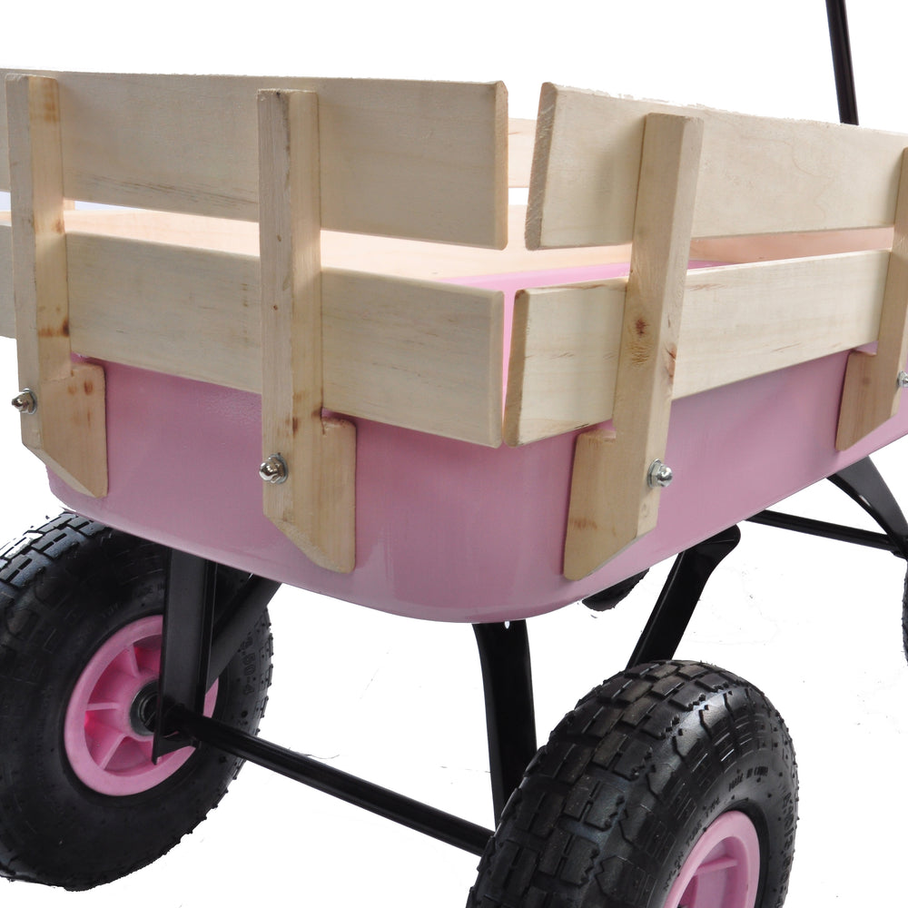 All-Terrain Garden Wagon with Wood Railing