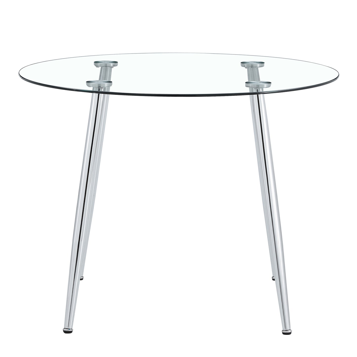 Sleek Silver Round Dining Table