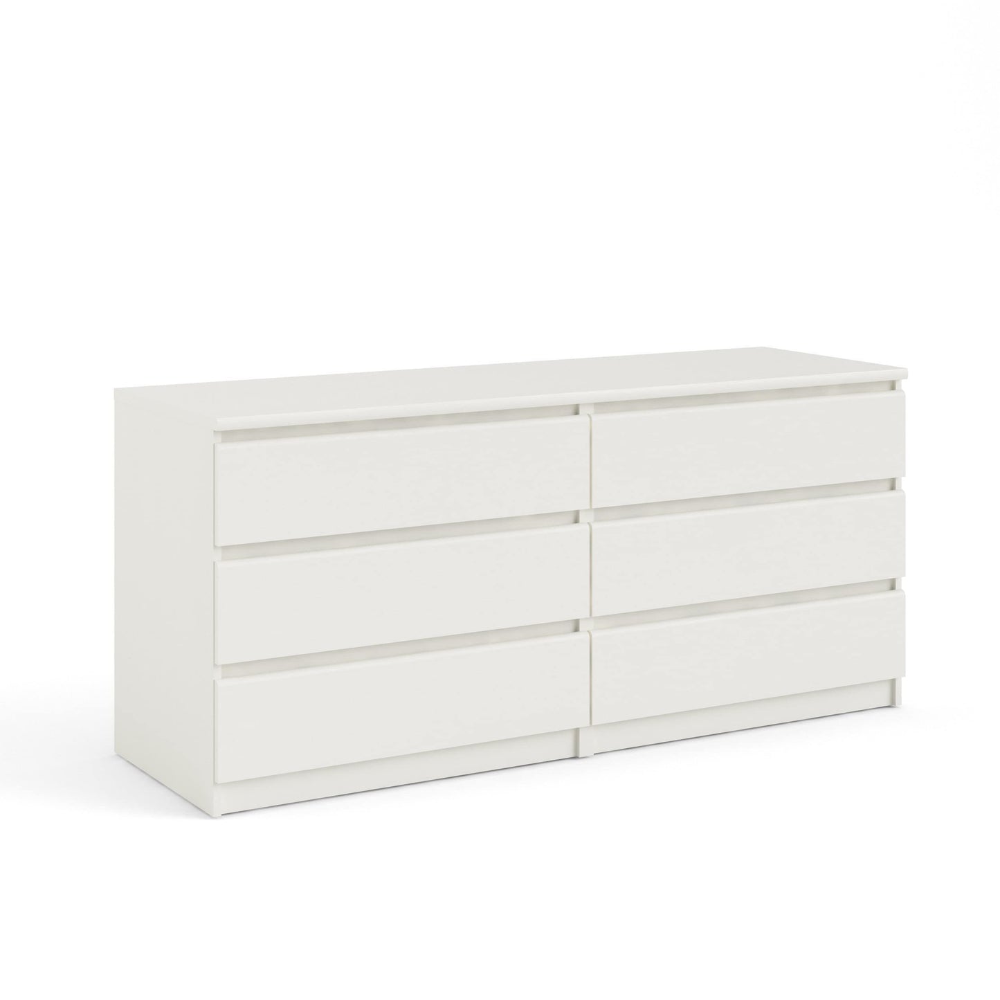 Chic White Double Dresser with Six Drawers