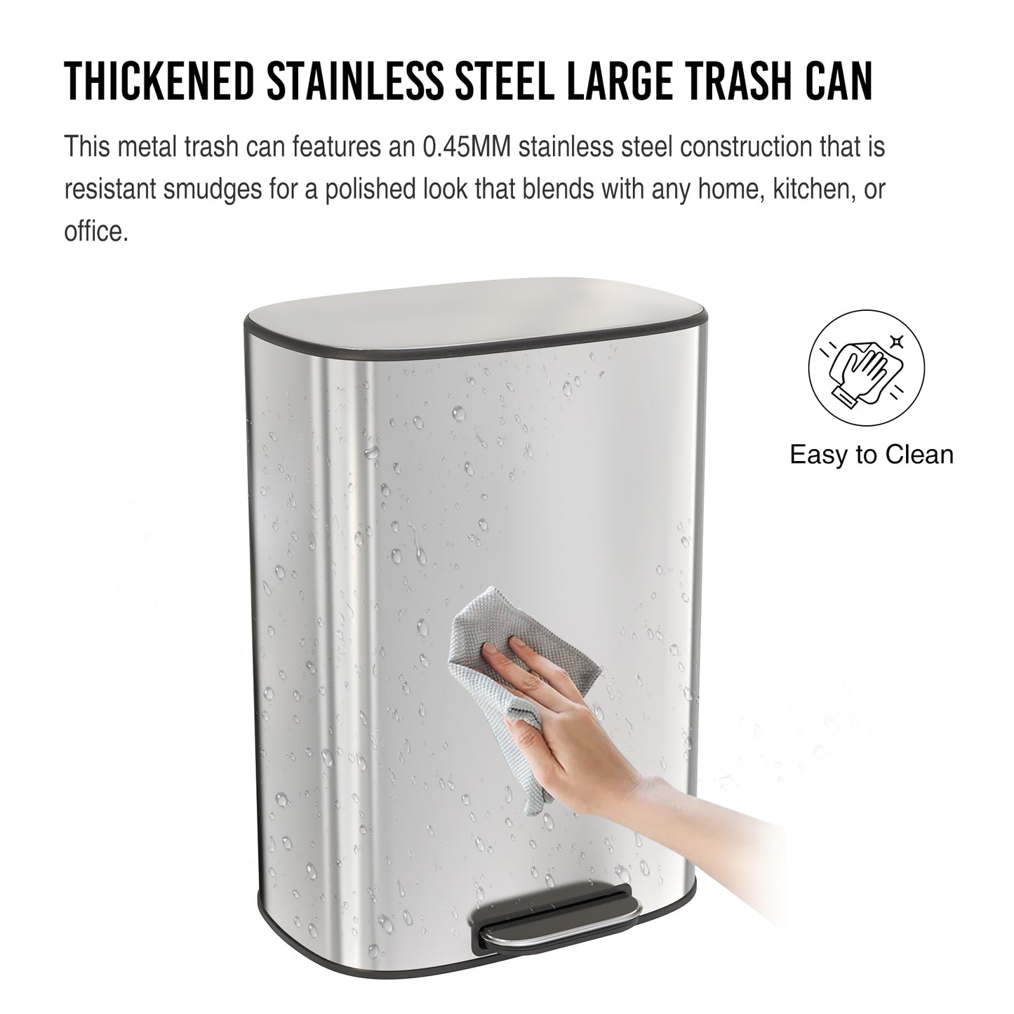 Soft Close Stainless Steel Kitchen Trash Can