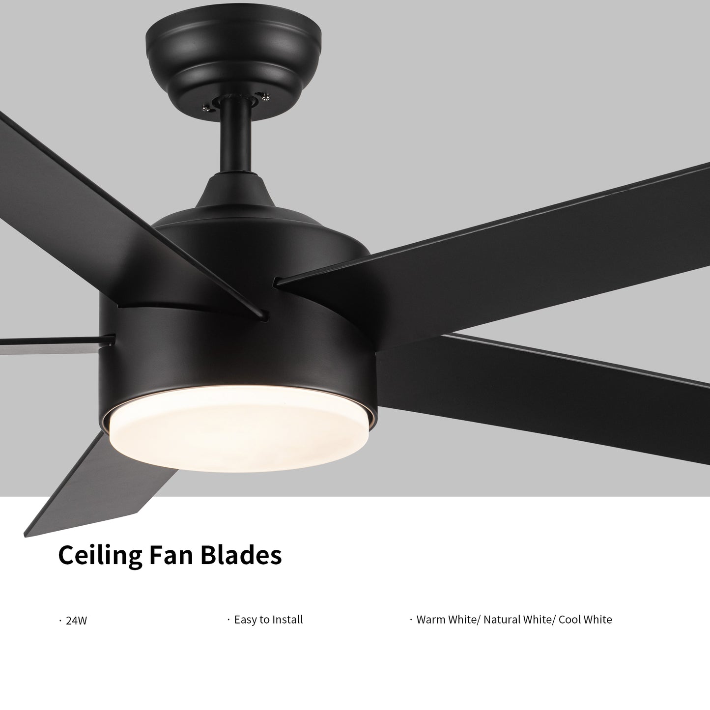 Sleek Black Ceiling Fan with Light