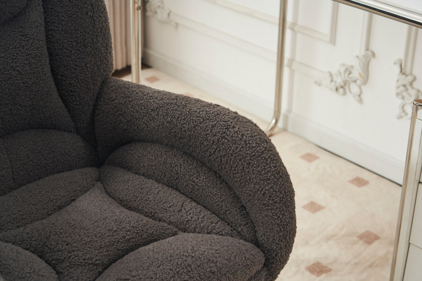 Cozy Swivel Teddy Chair with Gold Base