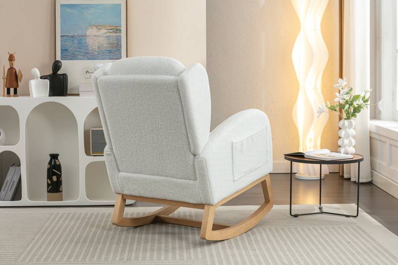 Cozy Ivory Teddy Rocking Chair