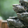 Serene Cascade: Gray Stone-Look Tabletop Fountain with LED Glow