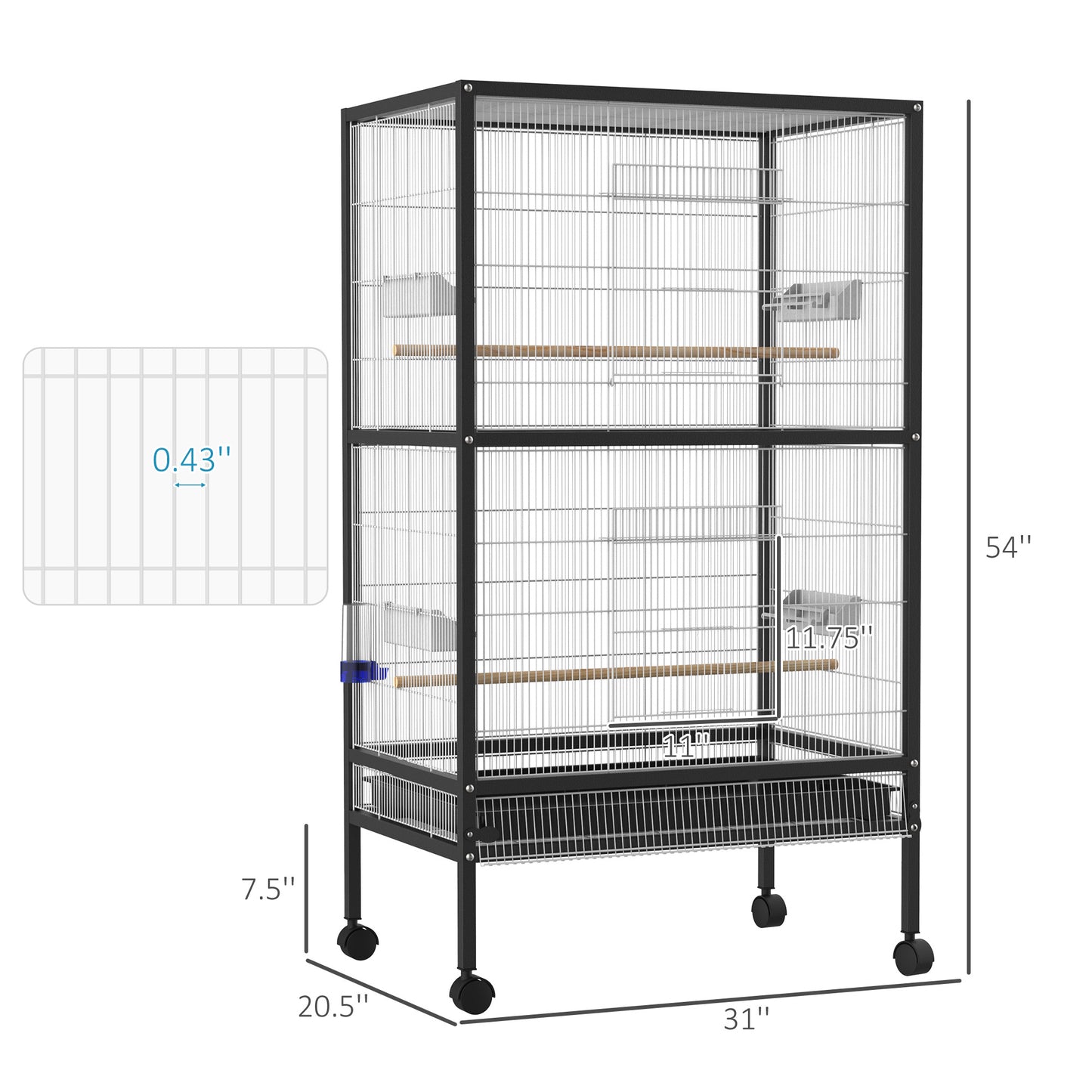 Deluxe Rolling Bird Sanctuary Cage