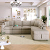 Cozy L-Shaped Sofa with Storage, Cup Holders, and USB Ports - Beige