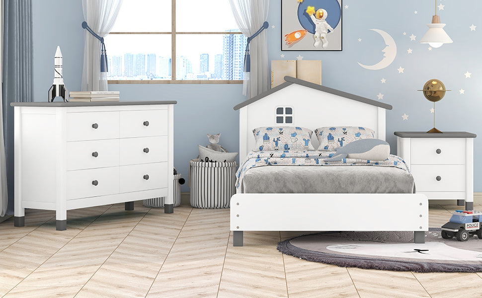 Chic Twin Bedroom Set with Bed, Nightstand, and Storage Dresser