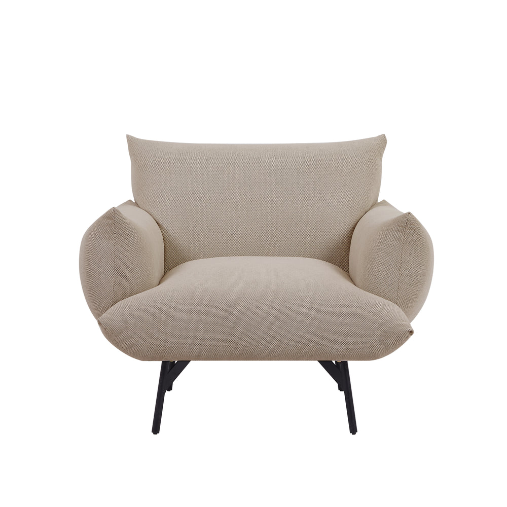 Chic Beige Flannel Accent Chair