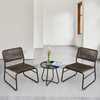 Chic Rattan Patio Set with Modern Round Table