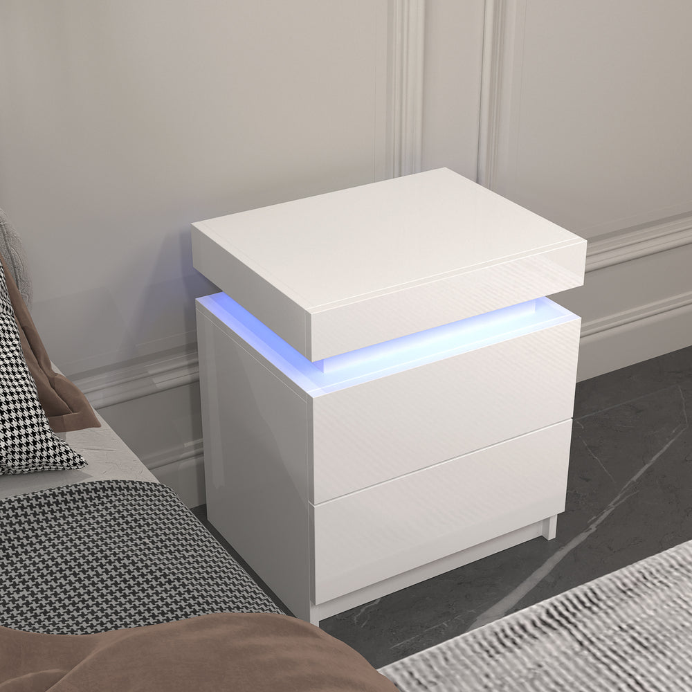 Glow White Nightstand with Storage Drawers