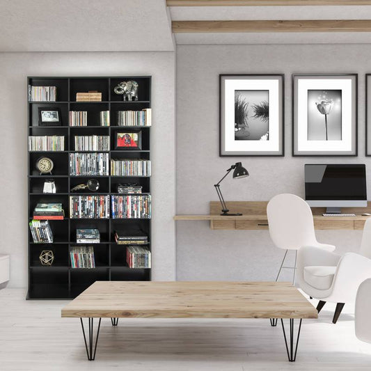 Sleek Black Media Storage Cabinet