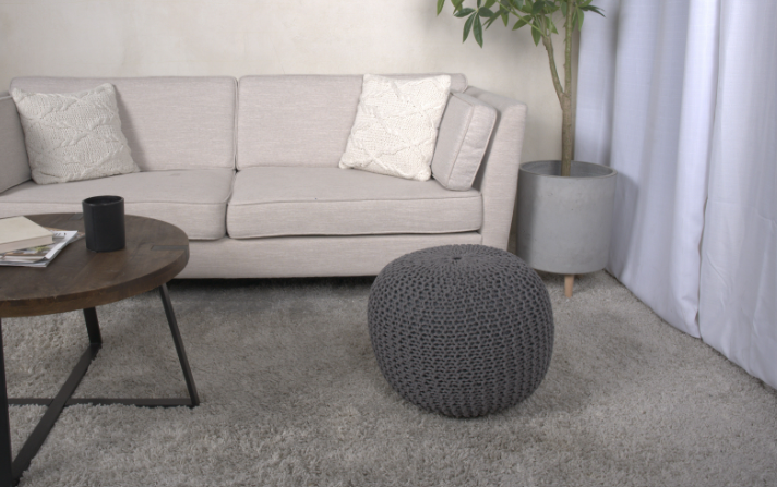 Chic Gray Knitted Pouf