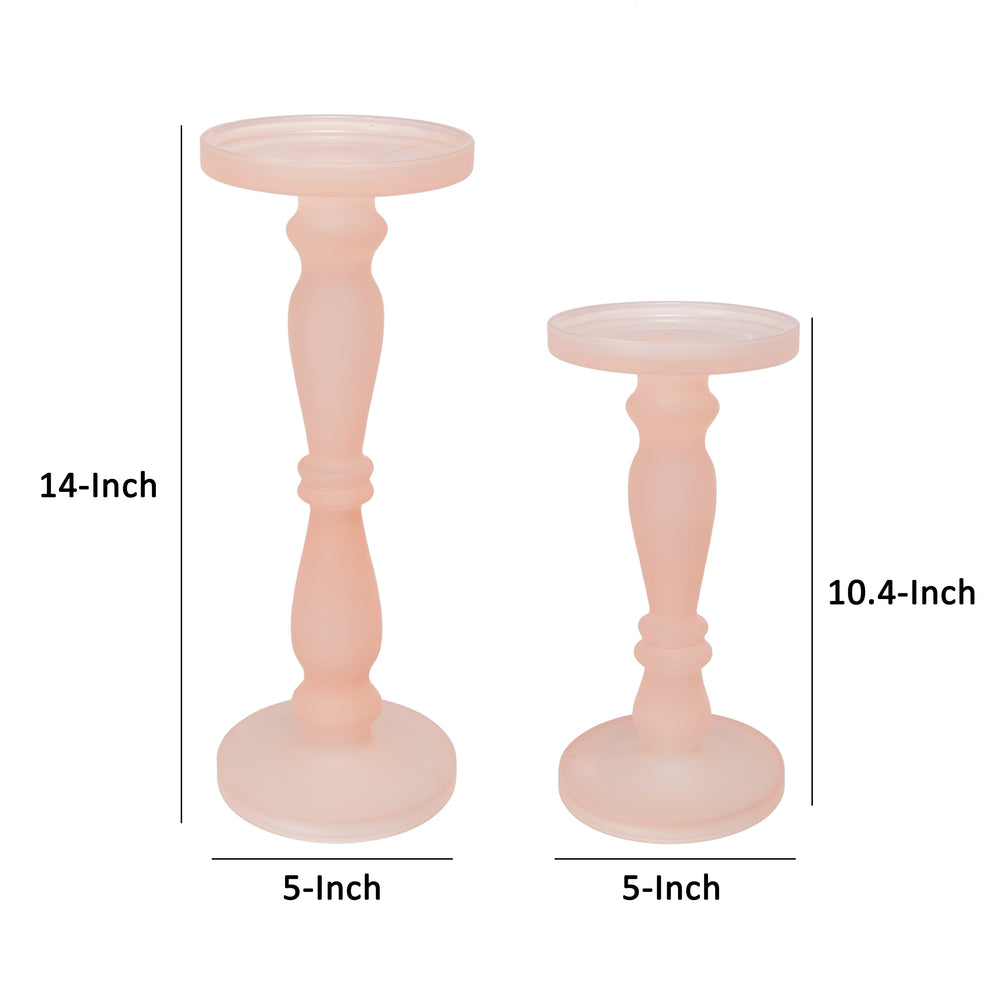 Rose Pink Pedestal Candle Holders - Set of Two