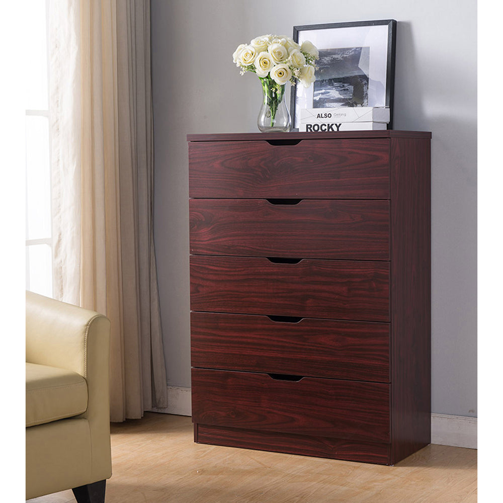 Chic Mahogany 5-Drawer Dresser