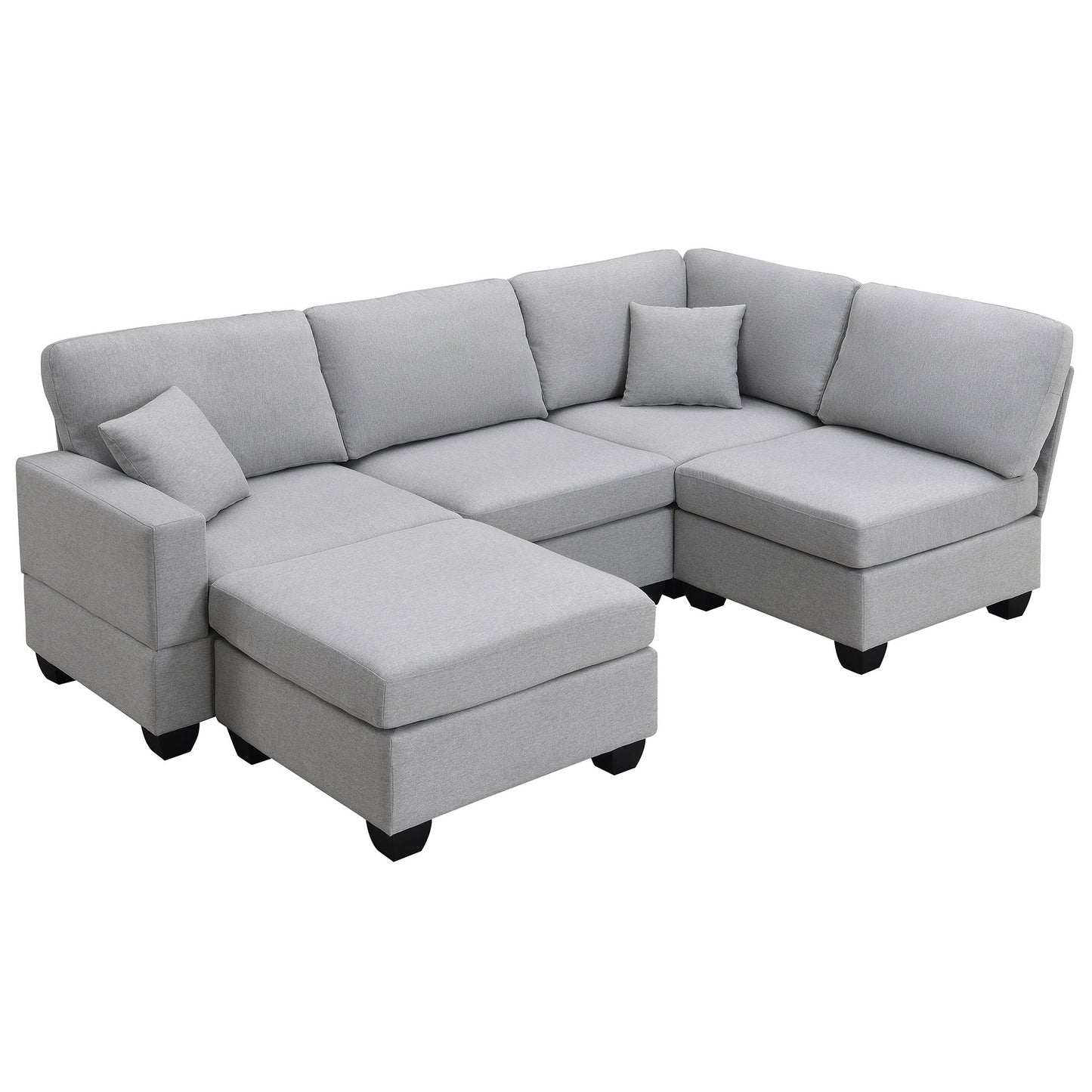 Chic Modular L-Shaped Sofa Set with Convertible Ottoman