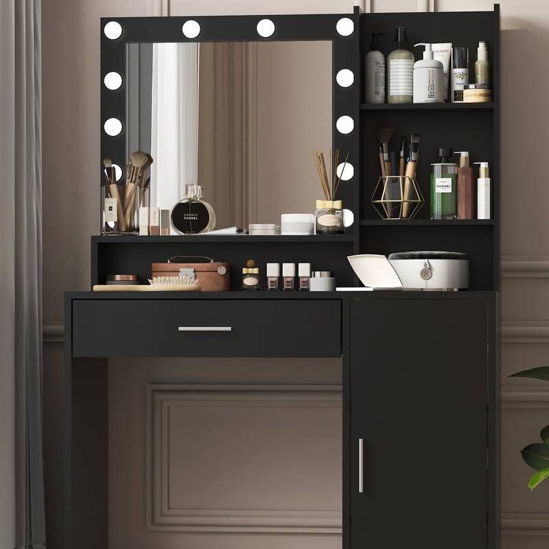 Chic Vanity Station with Mirror & Light