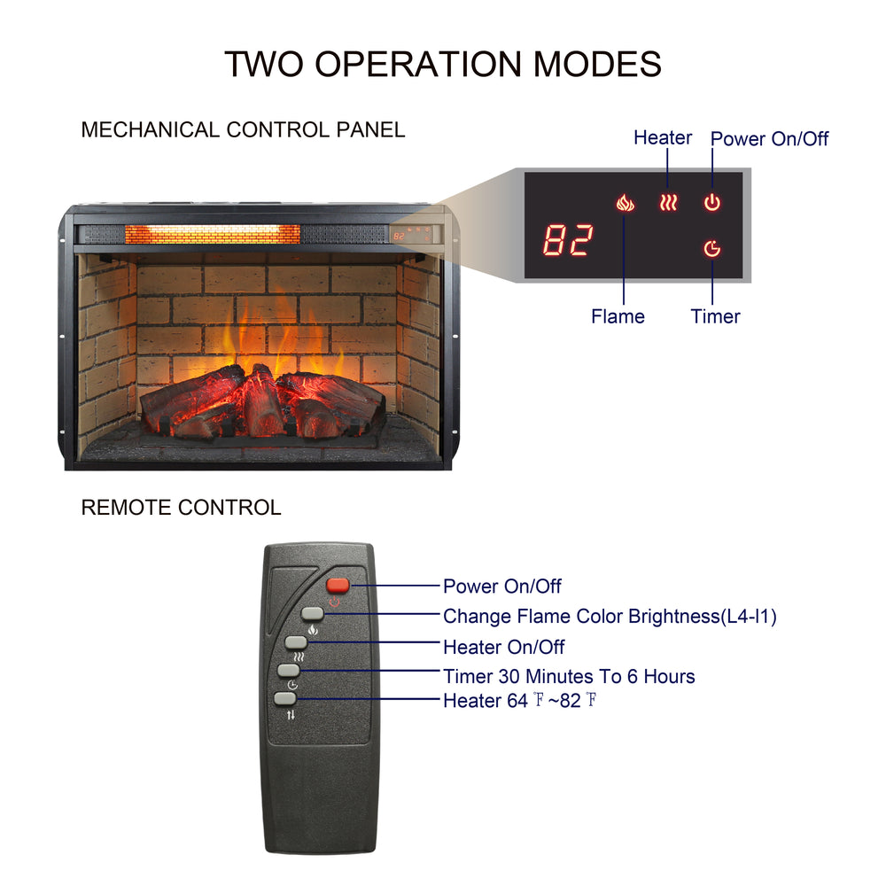 Cozy Infrared Fireplace Insert with Brick Design