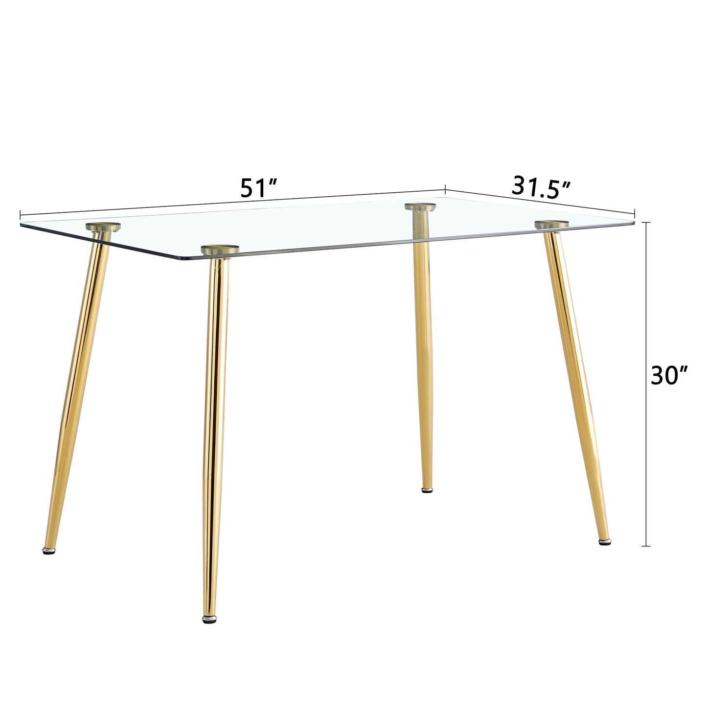 Sleek Glass Dining Table with Gold Legs