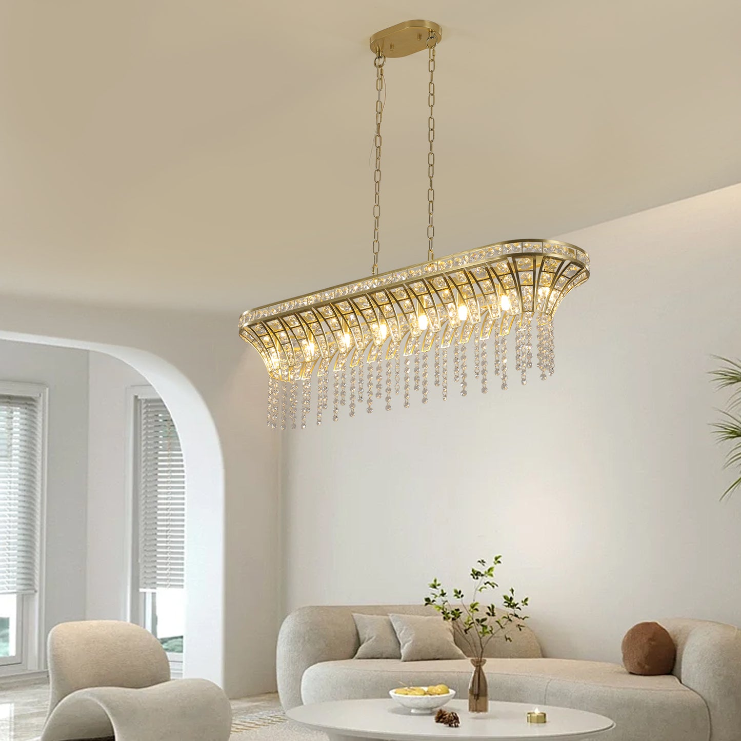 Glamour Gold Crystal Kitchen Chandelier