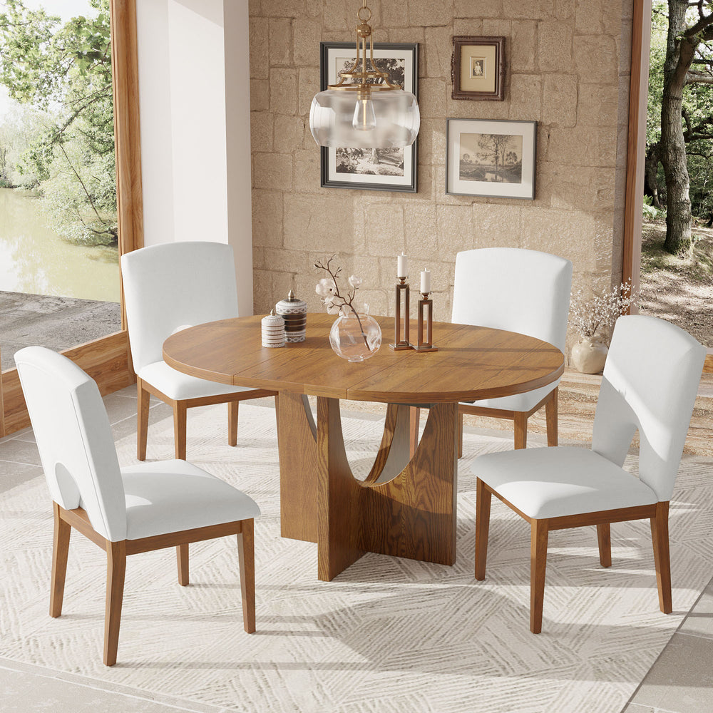 Cozy Walnut Dining Set with Extendable Table