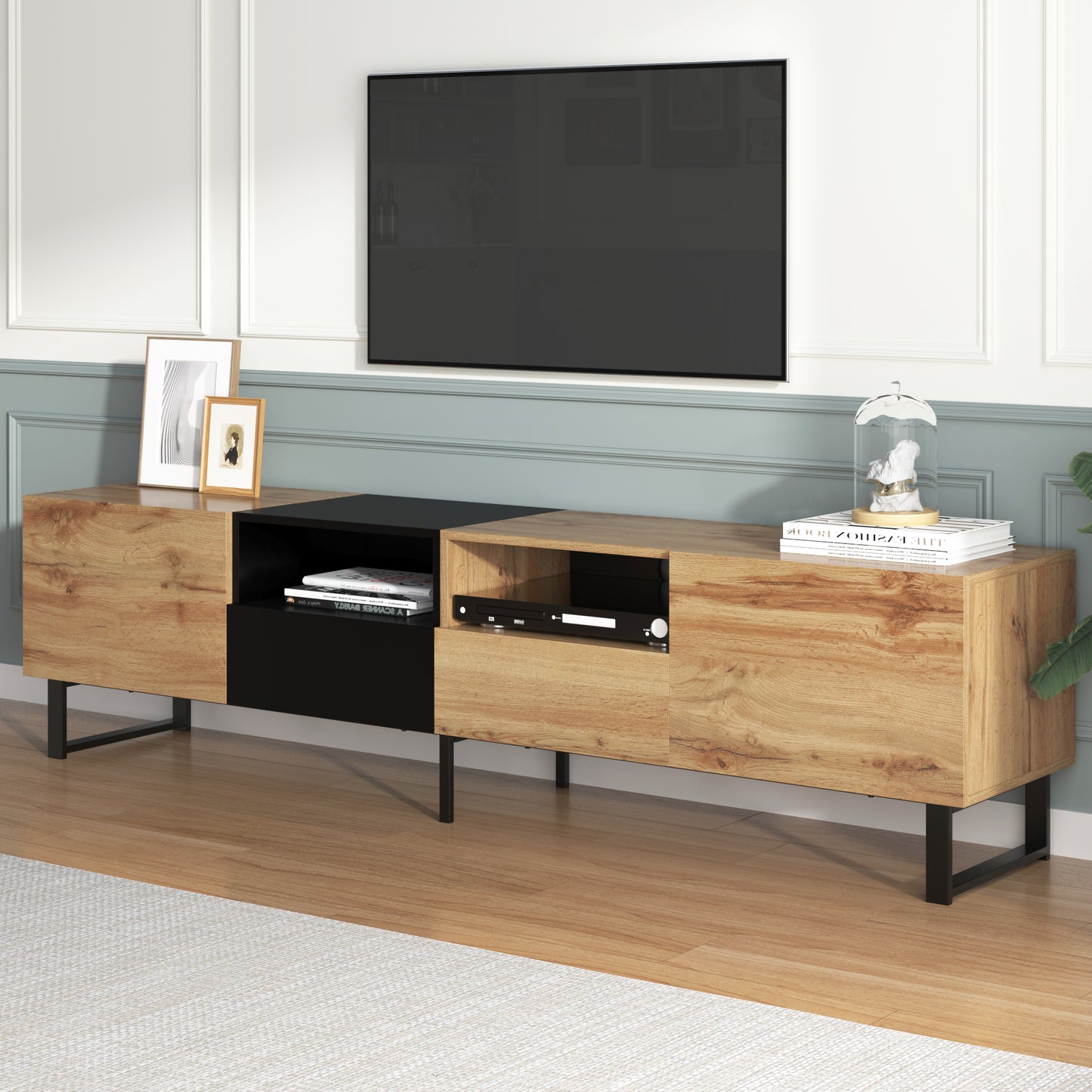 Sleek Media Console with Drop-Down Door and Ample Storage