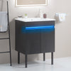 Sleek Black Bathroom Vanity with Radar Light & Ample Storage