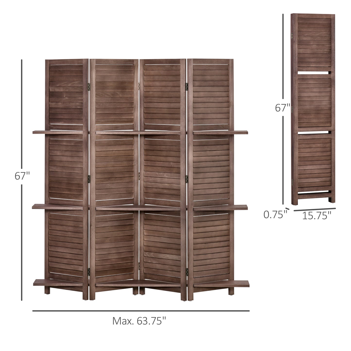 Cozy Wood Room Divider with Shelves