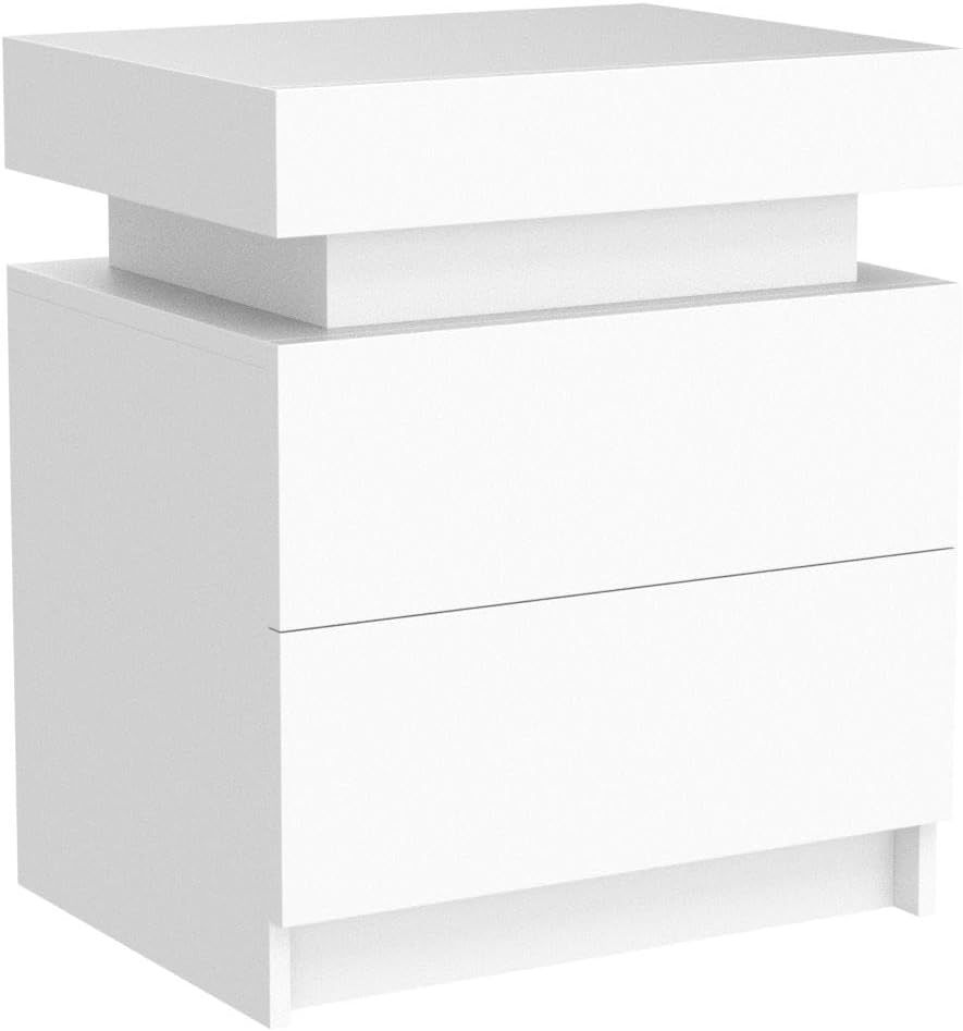 Glow White Nightstand with Storage Drawers