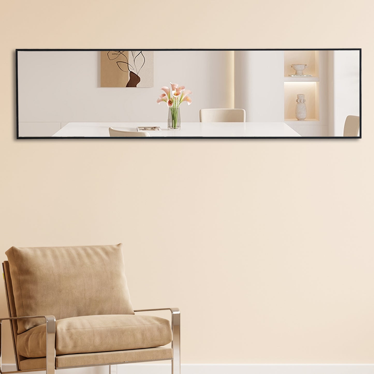 Elegant Full-Length Black Wood Mirror