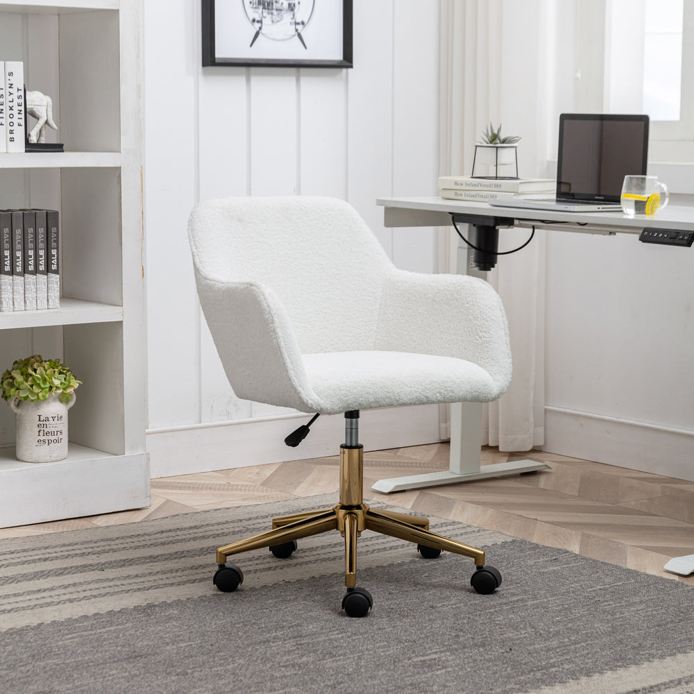 Chic Teddy Revolving Office Chair with Gold Legs