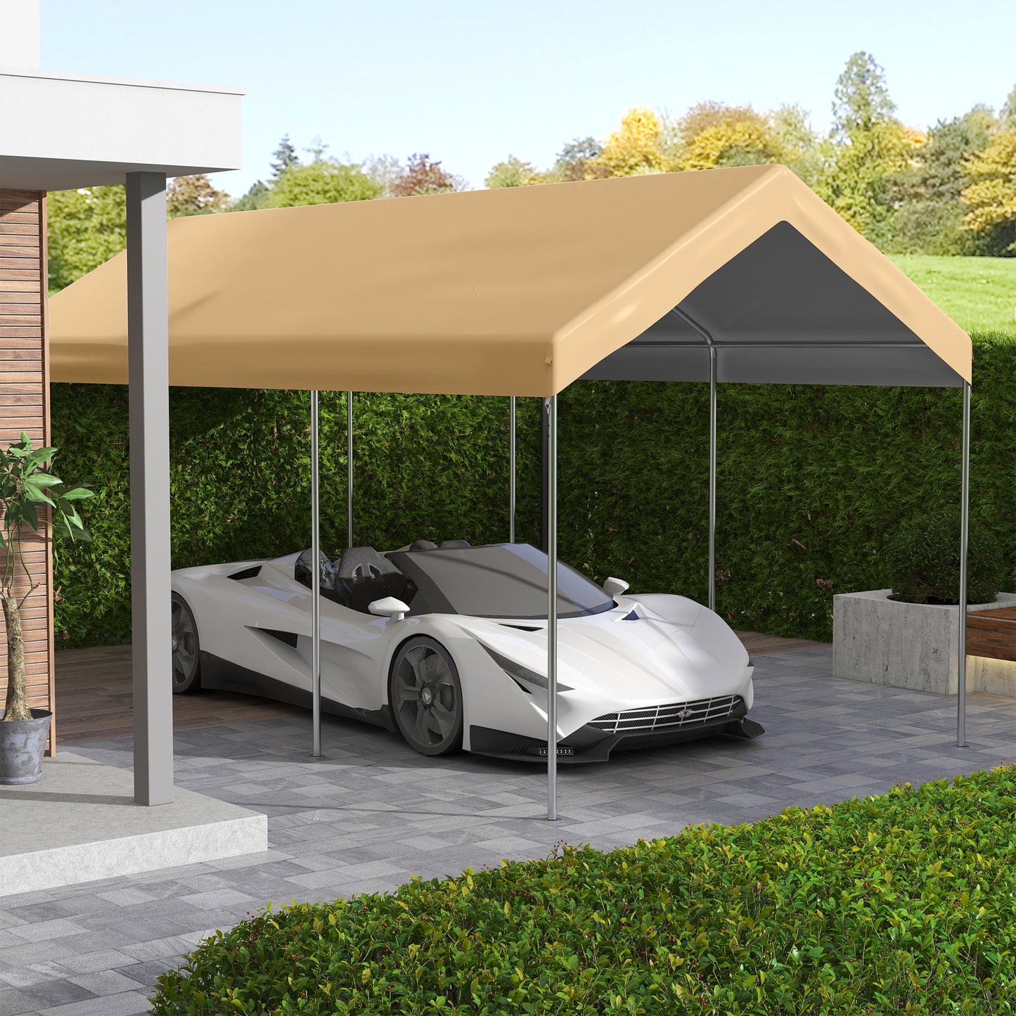 Beige Waterproof Carport Canopy Cover